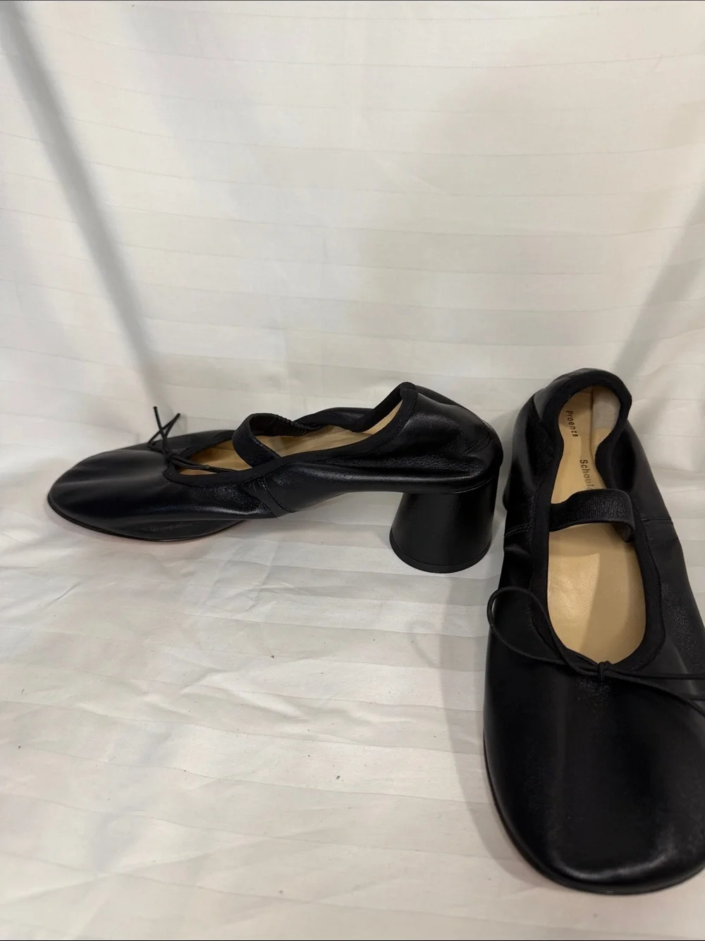 Proenza Schouler Black Leather Ballet Pumps Block Heel Size 41